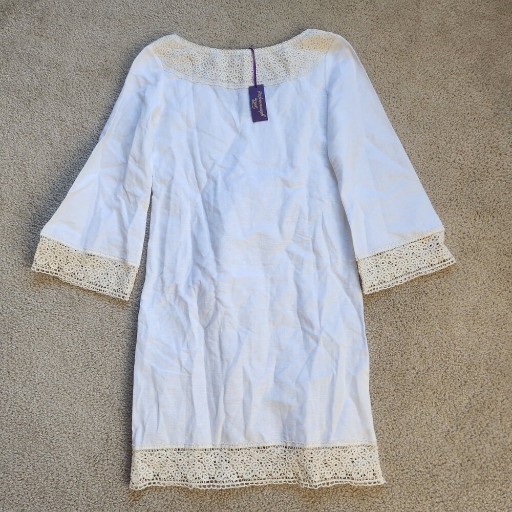 NWT Embroidered crochet linen dress coverup - Picture 8 of 9